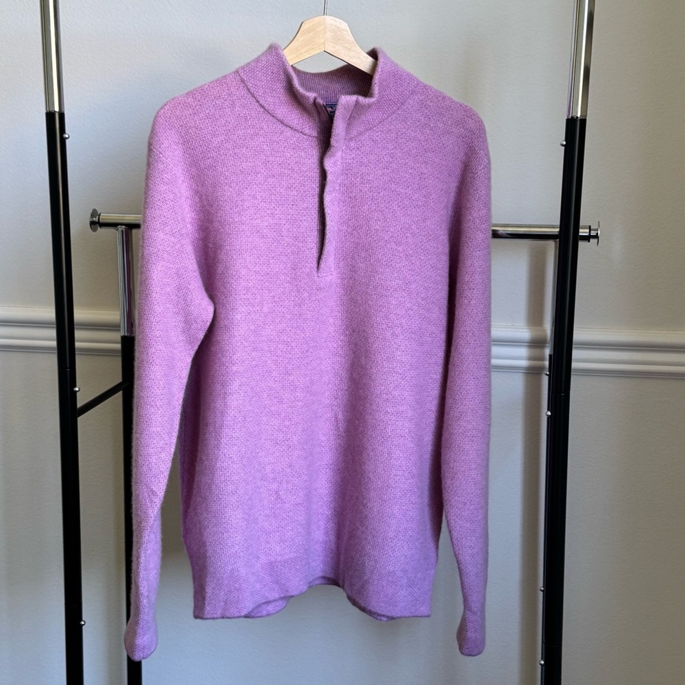 Vineyard Vines Classic Quarter-Zip 100 % Cashmere Sweater Large Lilac Pre-Owned - Picture 2 of 9